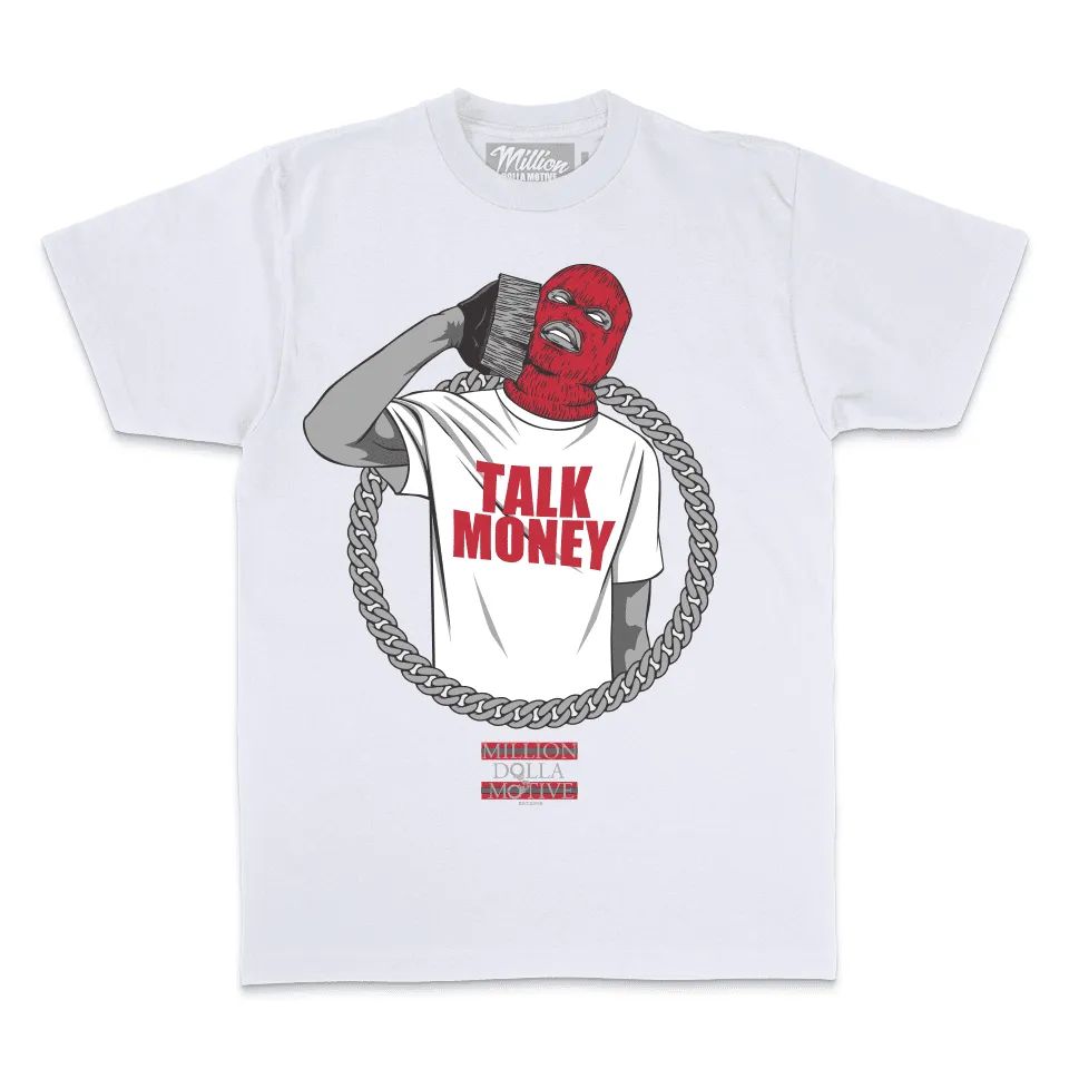 Talk Money Phone - Red on White T-Shirt