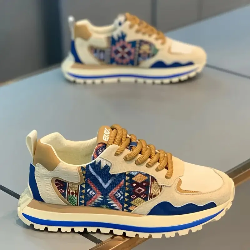 Trendy etnische skateboardschoenen met kleurblokken voor heren