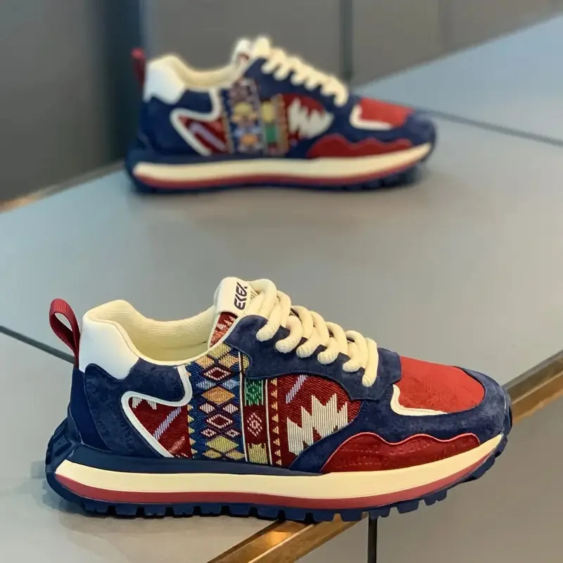 Trendy etnische skateboardschoenen met kleurblokken voor heren