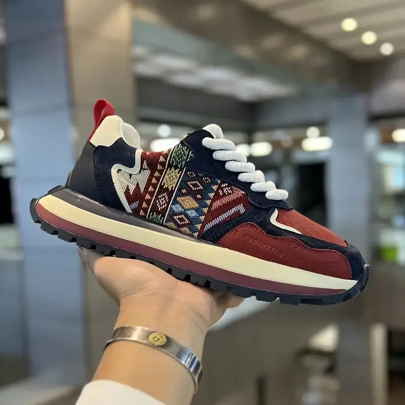 Trendy etnische skateboardschoenen met kleurblokken voor heren