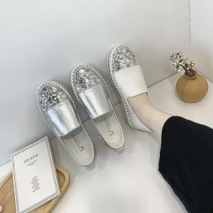 Women's breathable rhinestone loafers