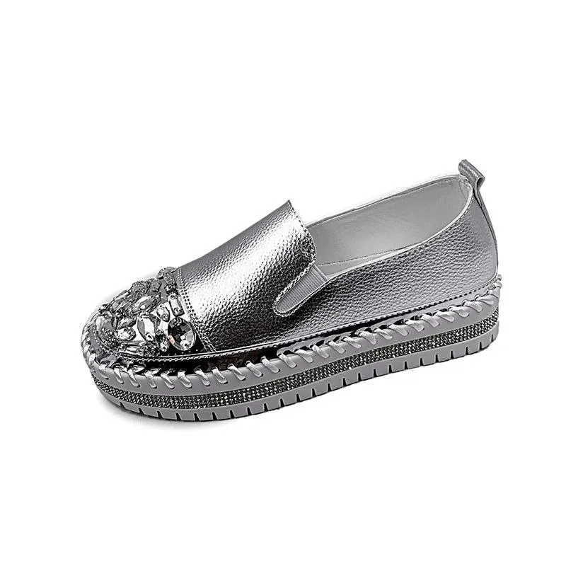 Women's breathable rhinestone loafers