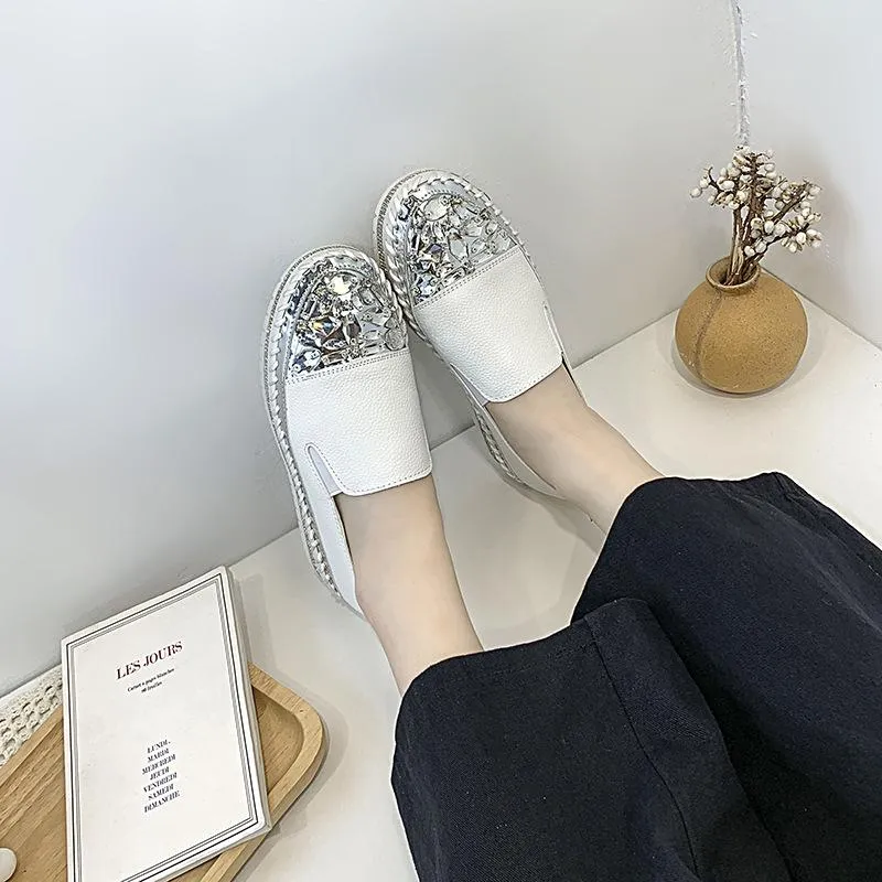 Women's breathable rhinestone loafers