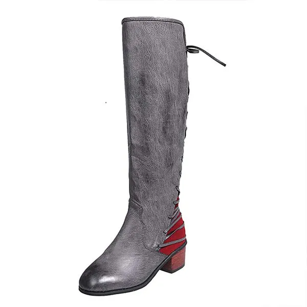 Women'S Vintage Round Toe Side Zip Block Heel Rider Boots 40681394